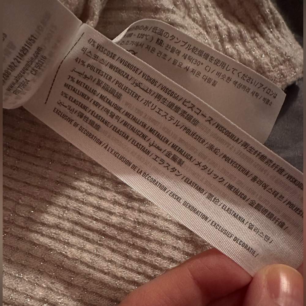 Abercrombie & Fitch Beige and Silver Turtleneck Sz. L - Picture 5 of 5